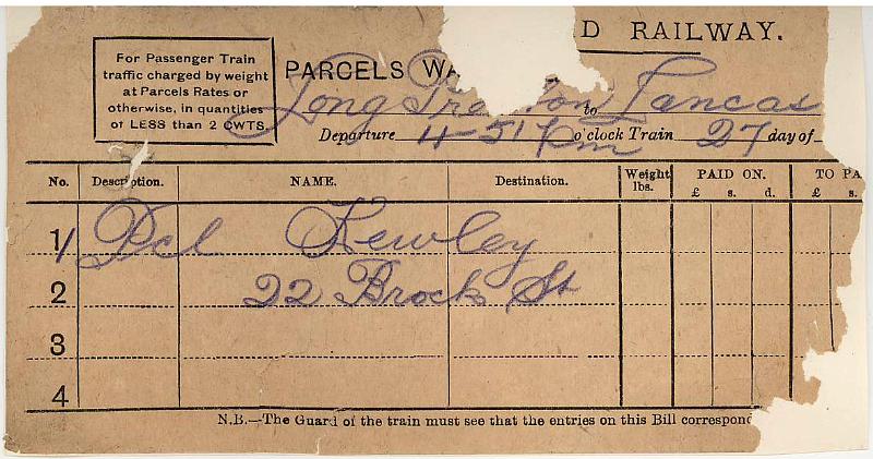 Parcel 27-04-04 to Lancaster - Kewley, Brocks Street.jpg - Way Bill: Parcel 27-04-04 to Lancaster - Kewley, Brocks Street